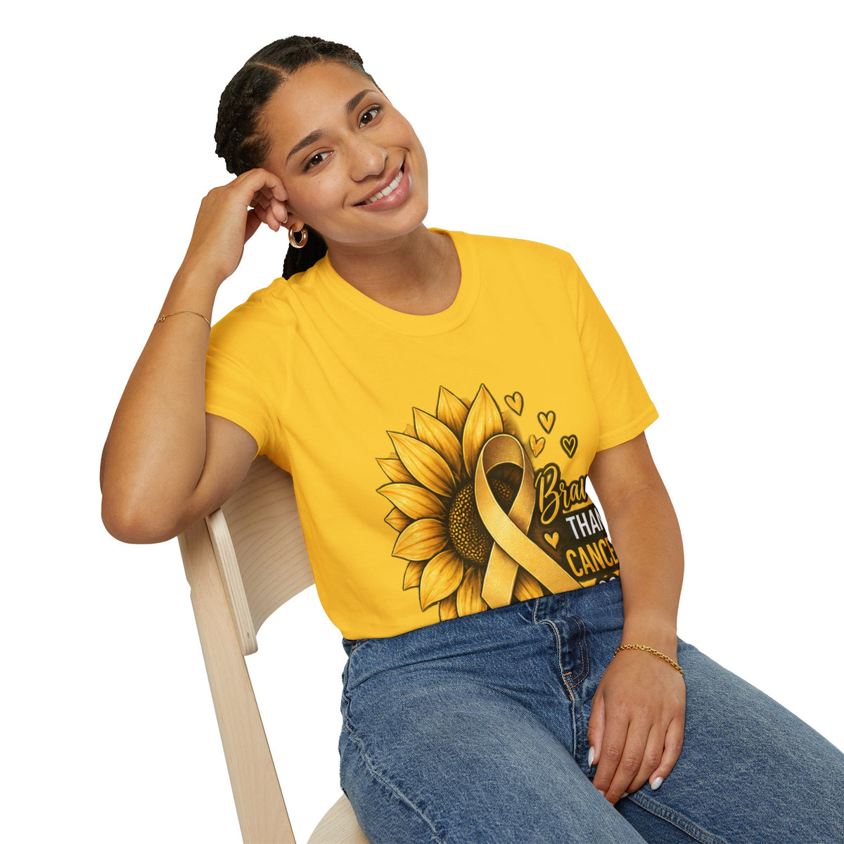 Braver Than Cancer Childhood Cancer Awareness Sunflower T-Shirt