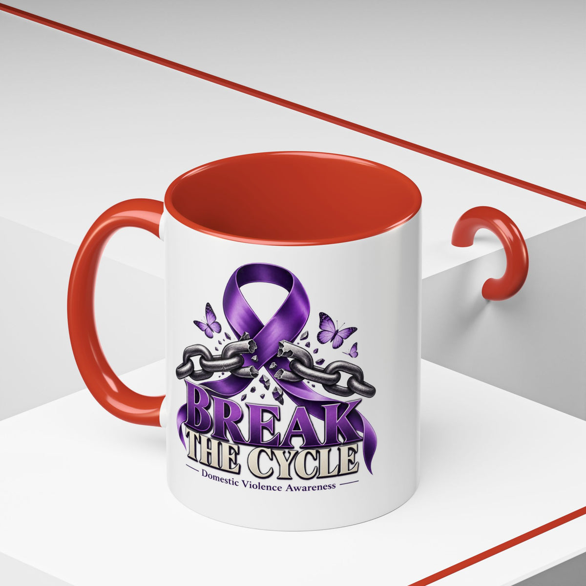 Break the Cycle Coffee Mug – Domestic Violence Awareness Purple Ribbon (11/15oz)