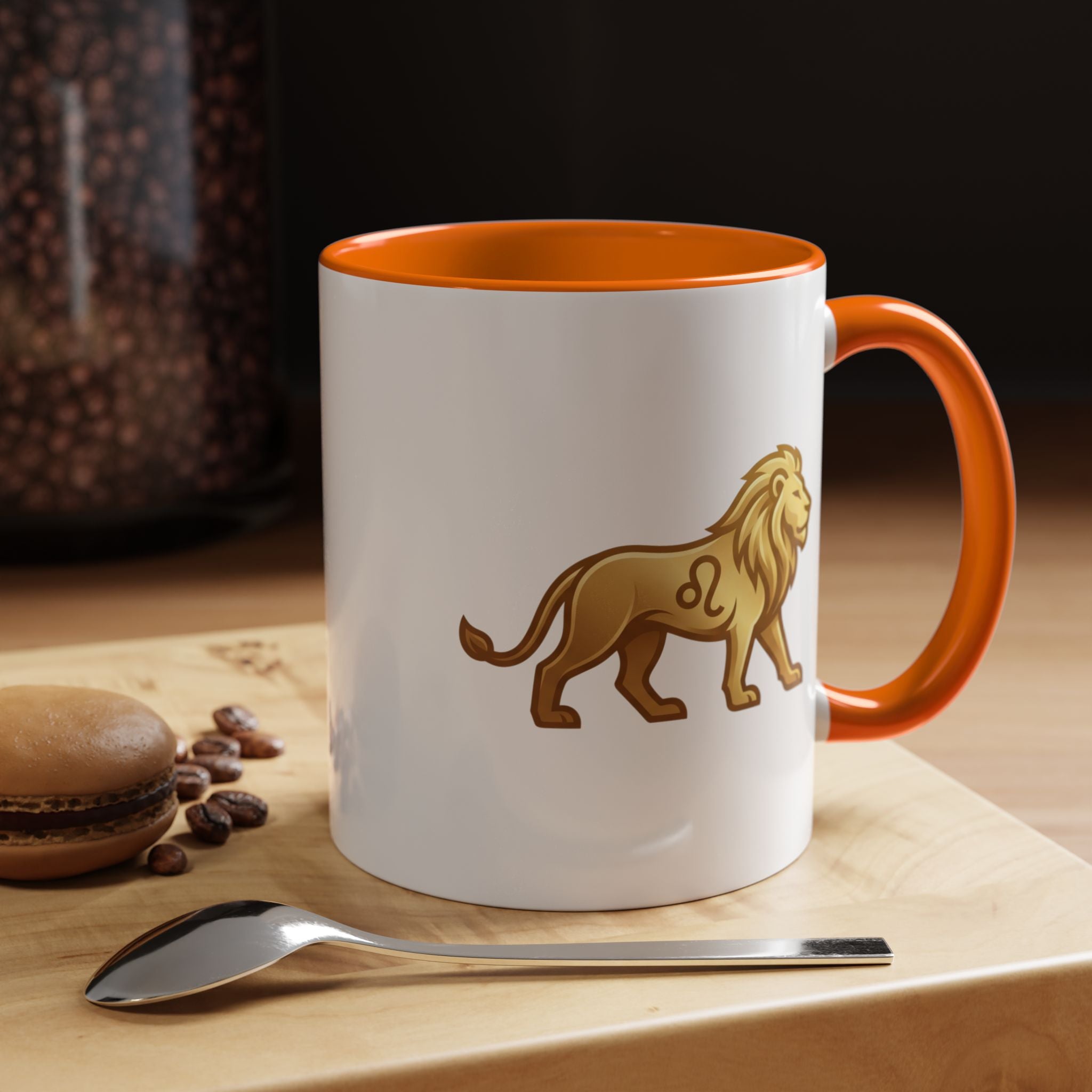 Leo Zodiac Coffee Mug — Gold Lion Accent Mug for Astrology Lovers