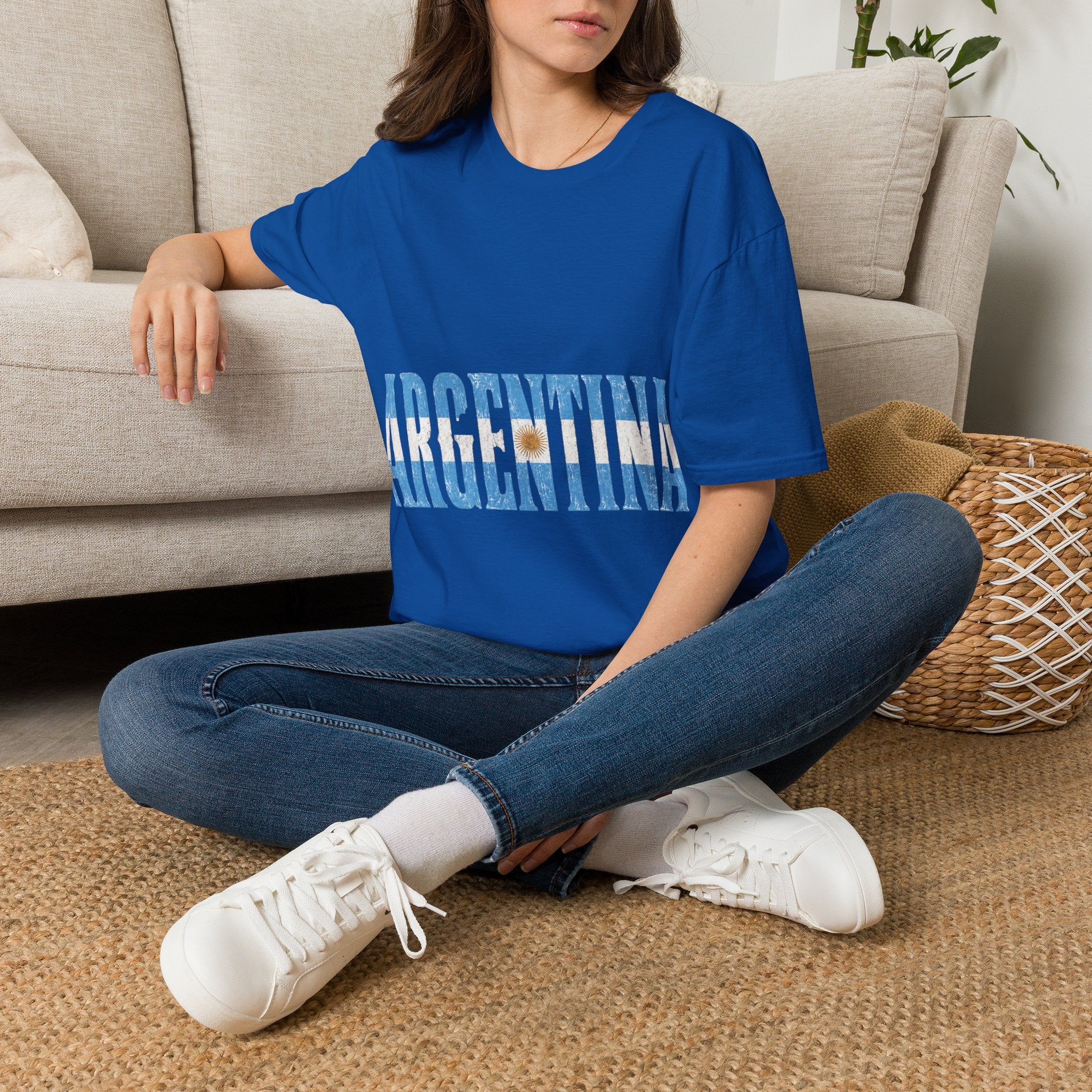 Argentina Beach Vibes T-Shirt — Distressed Blue "ARGENTINA" Graphic