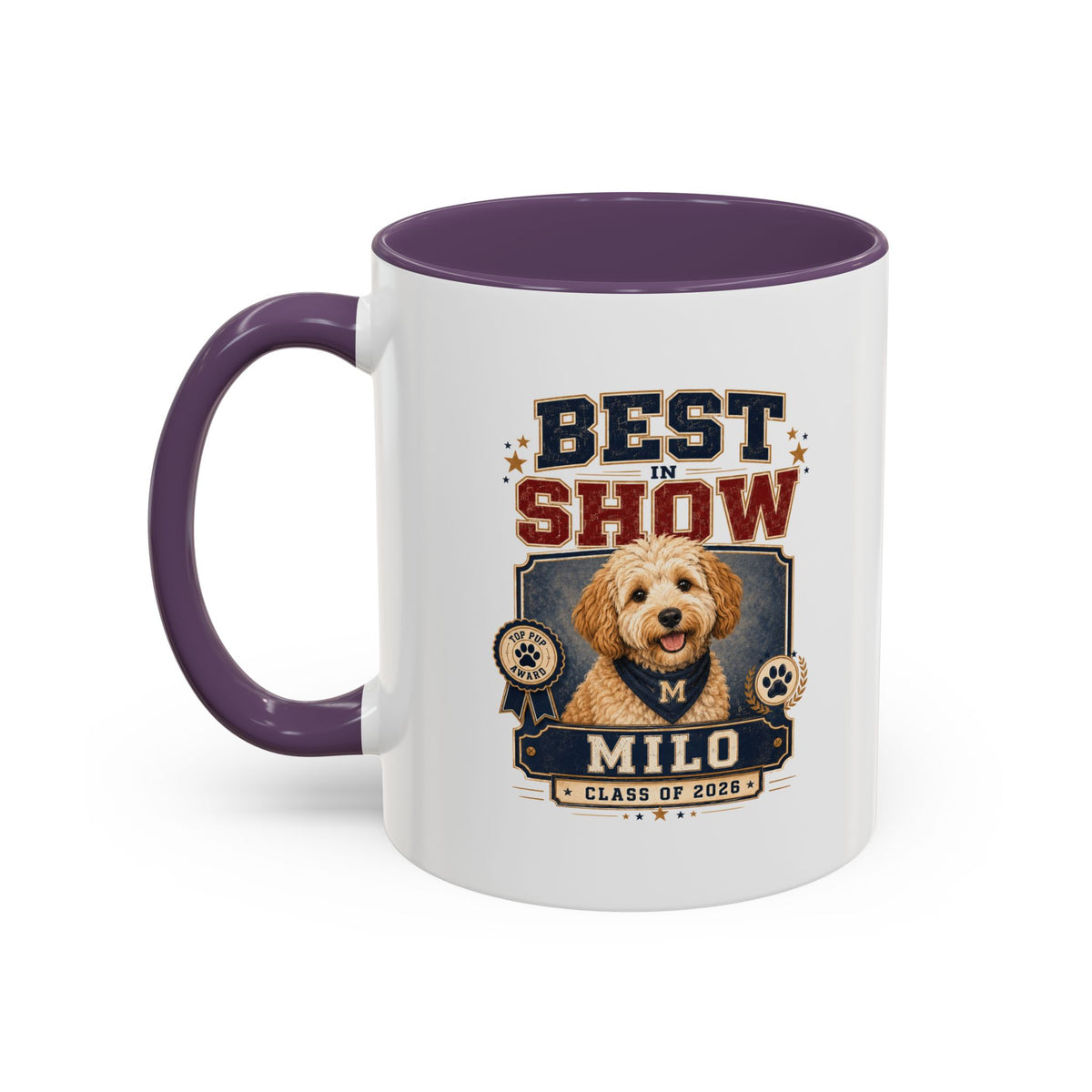 Milo Bailey Dog Dad Mom Best in Show Personalized Dog Photo Coffee Mug — Custom Name & Year