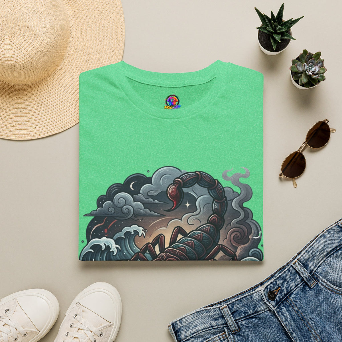 Scorpion Wave T-Shirt — Nautical Tattoo-Inspired Sea Scorpion Design