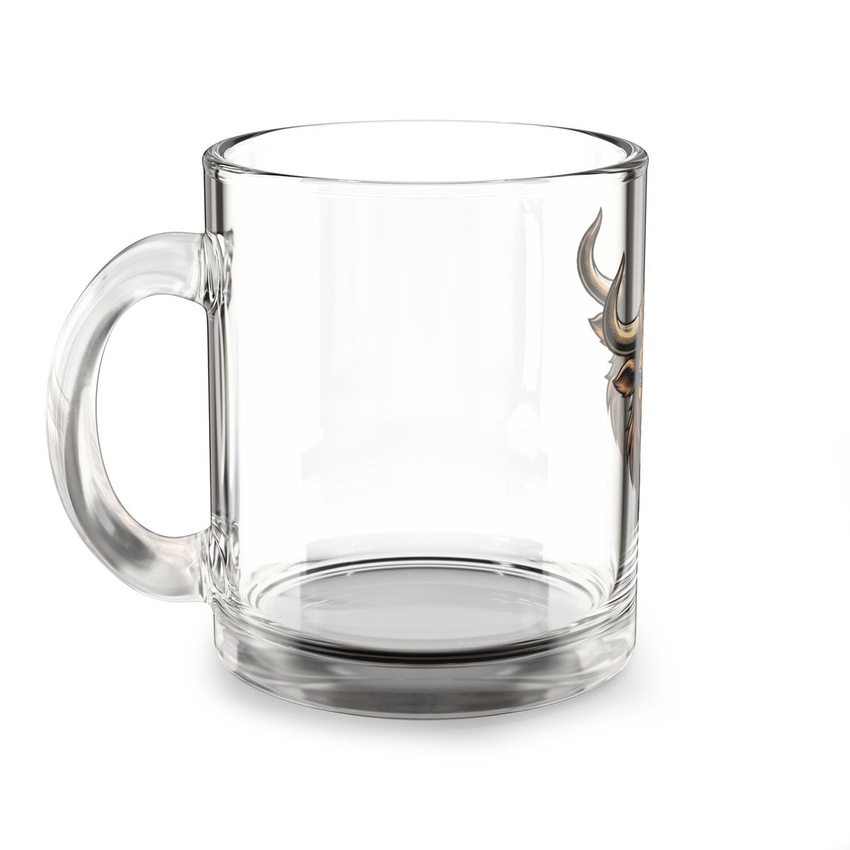 Taurus Zodiac Glass Mug Bull Head Glass Mug — 10oz Rustic Bison Coffee Cup, Gift for Ranchers & Animal Lovers