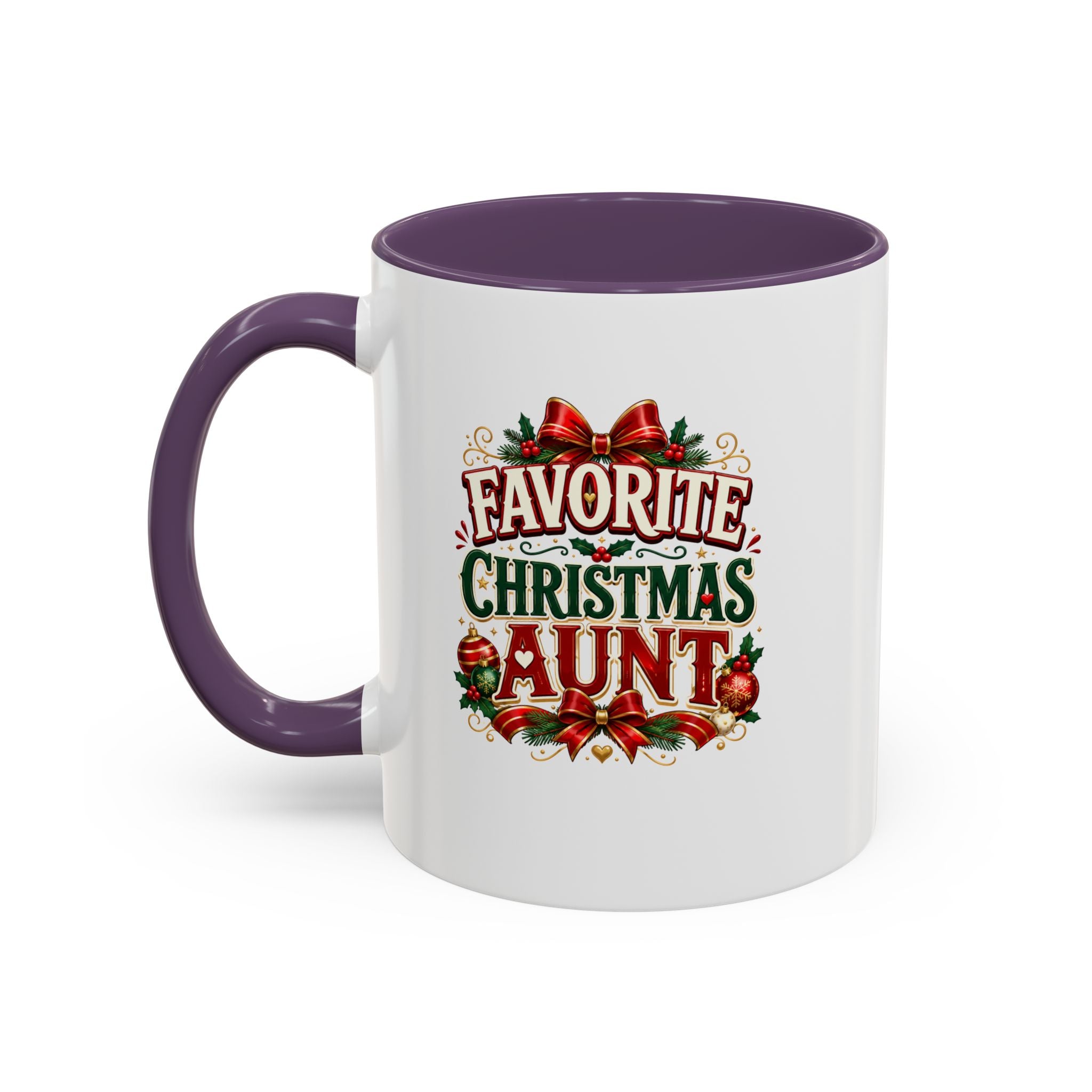 Christmas Aunt Coffee Mug — "Favorite Christmas Aunt" Accent Holiday Mug