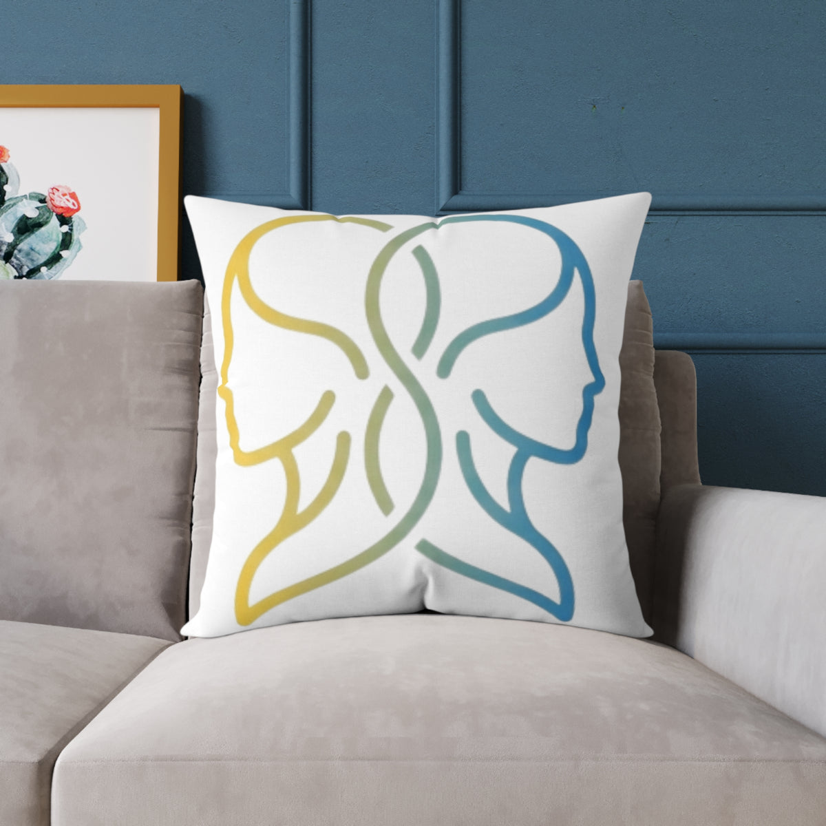 Gemini Zodiac Square Poly Canvas Pillow Double Face Astrological Zodiac Pillow