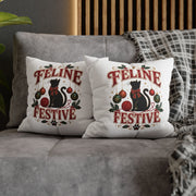 Feline Festive Christmas Pillowcase — Christmas Cat Decorative Throw Pillow Cover
