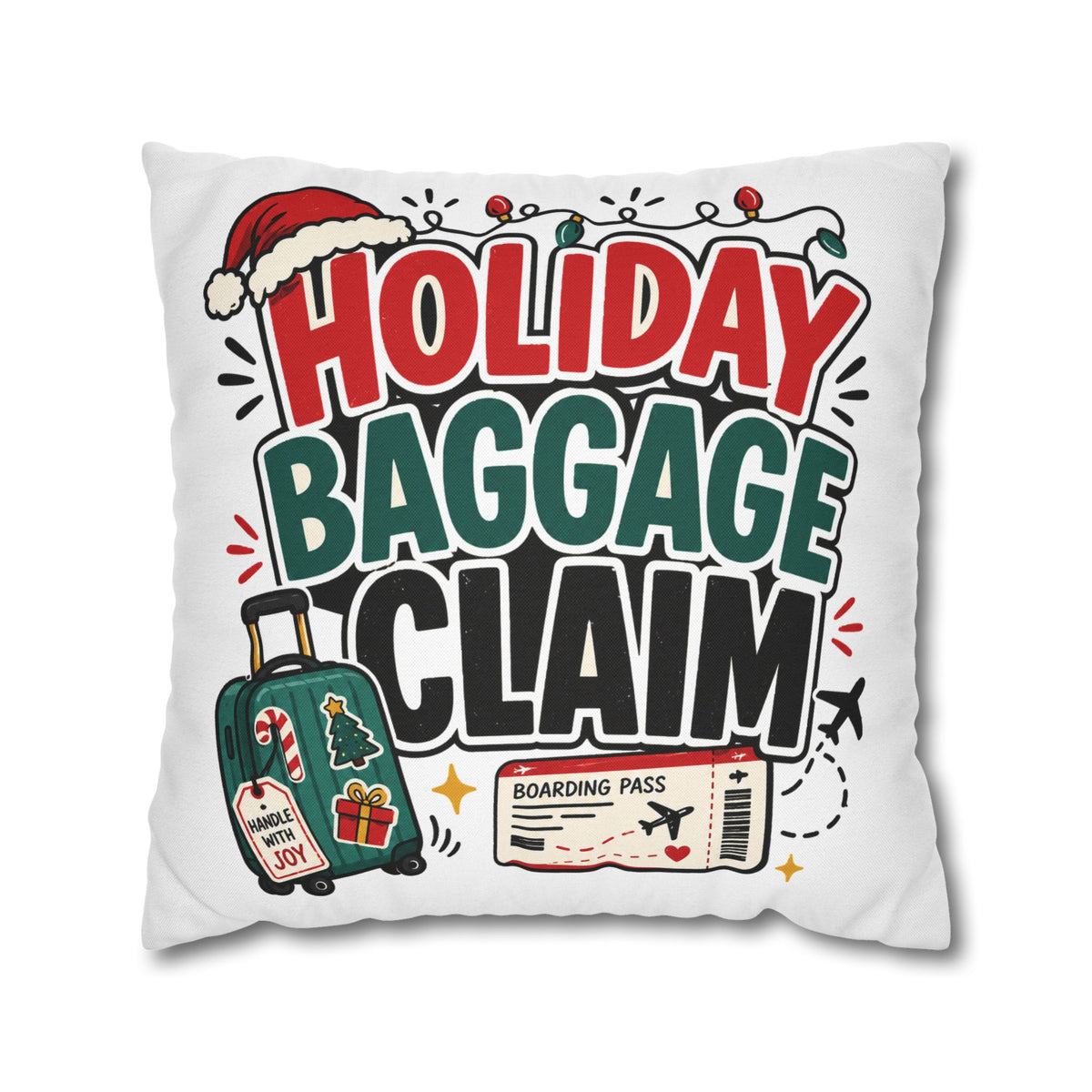 Holiday Baggage Claim Pillowcase Modern Day Christmas  - Funny Christmas Travel Decorative Throw Pillowcase