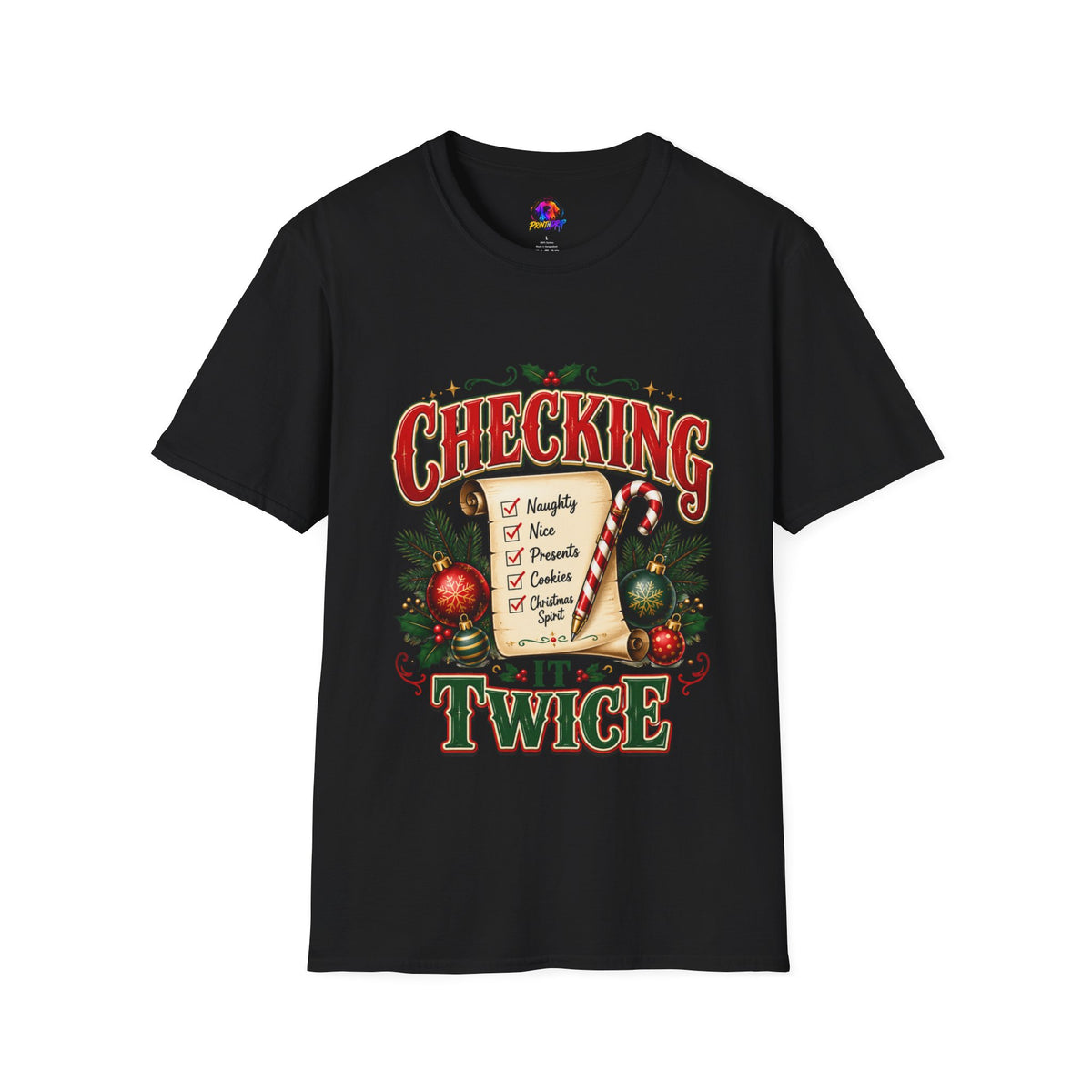 Checking It Twice Christmas T-Shirt — Naughty or Nice Holiday Tee
