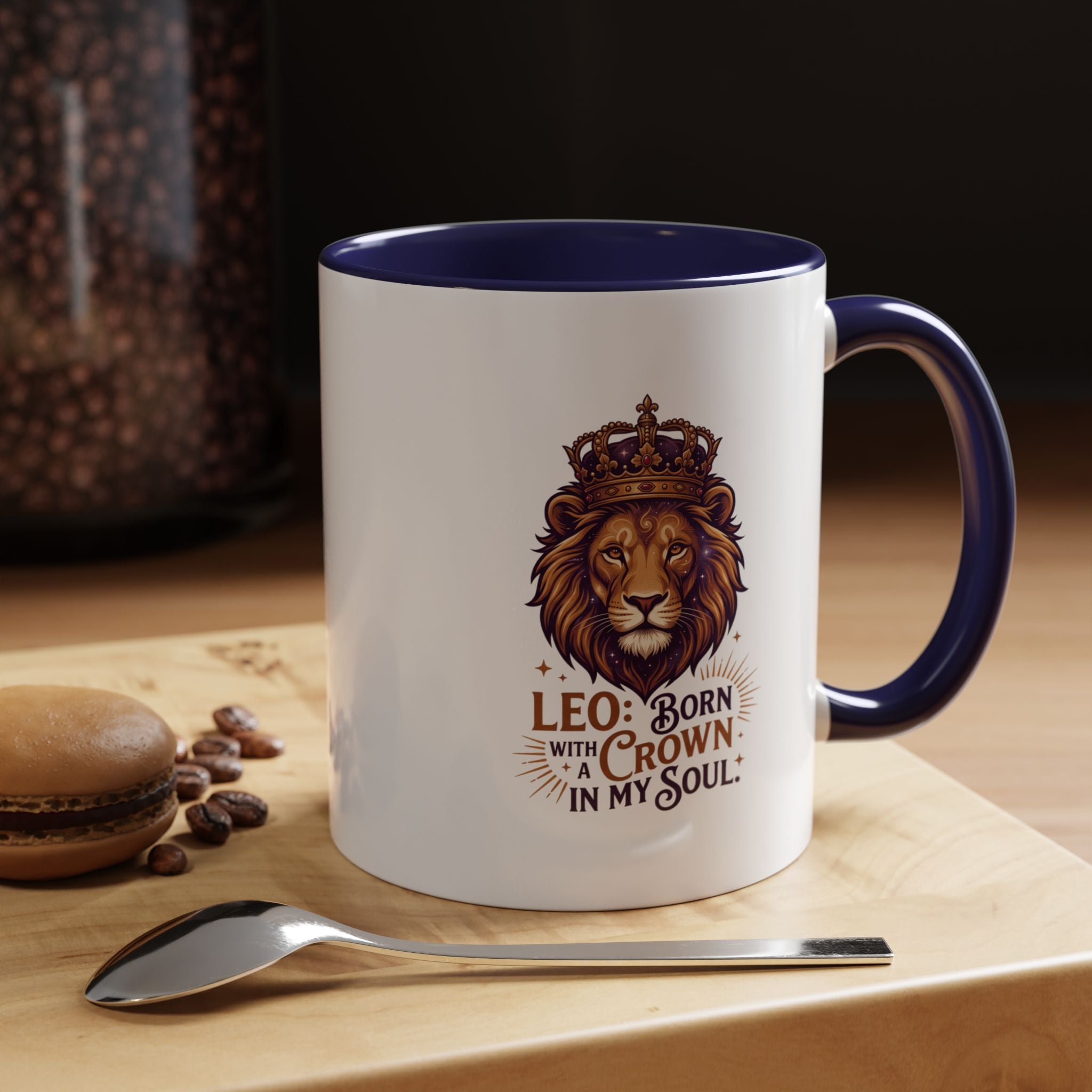Leo Zodiac Coffee Mug — "Born with a Crown in My Soul" Lion Design