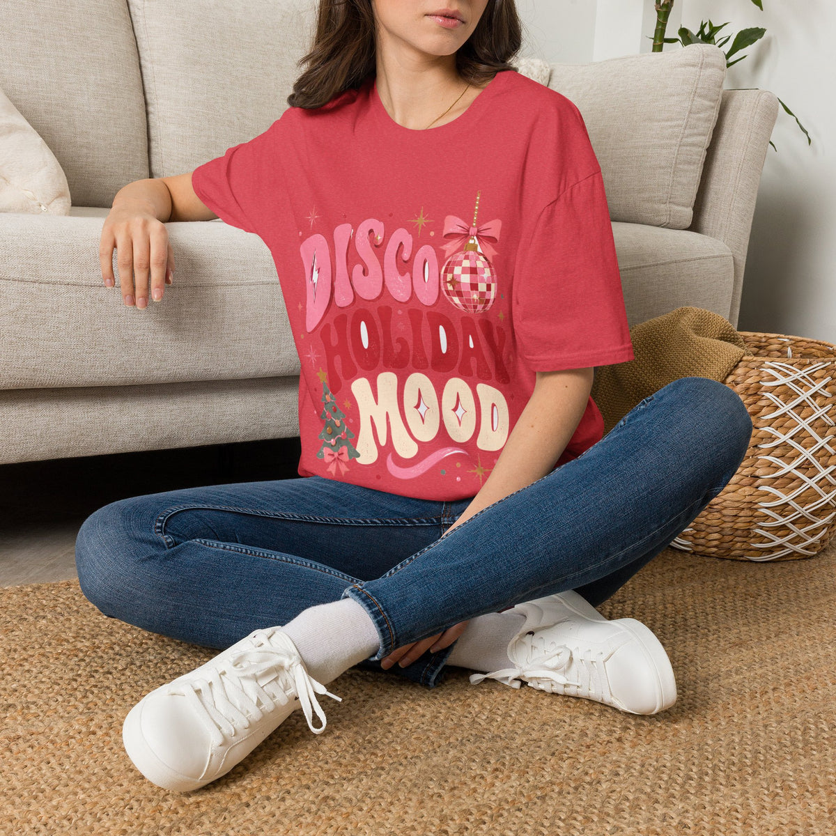 Disco Holiday T-Shirt — Retro Pink Disco Ball Christmas Tee