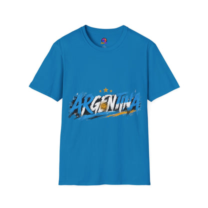 Argentina Graffiti T-Shirt — Soccer Fan Tee with Three Stars & Sun Emblem