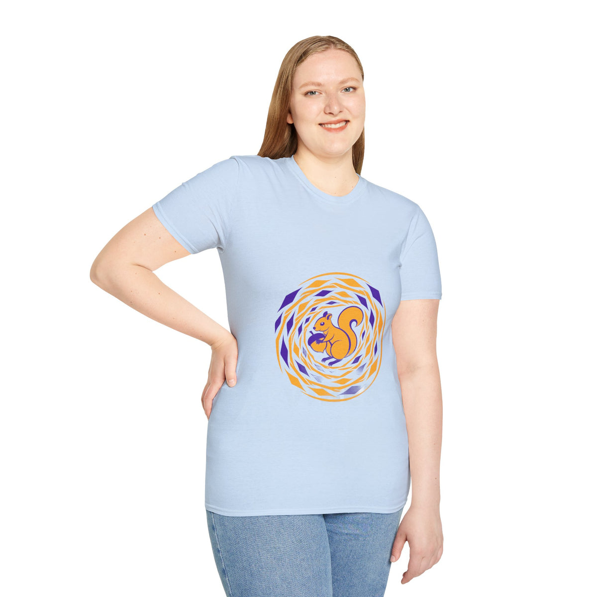 Squirrel Swirl Graphic T-Shirt — Playful Orange & Purple Nature Tee - Trending Now - September 2026