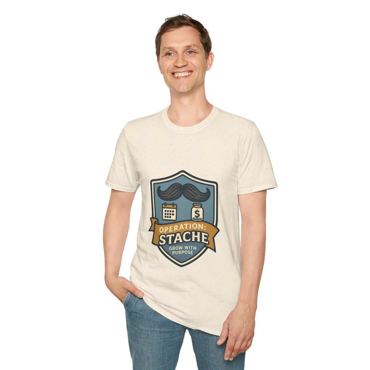 Mustache Badge T-Shirt — Stache Crest Graphic Tee - Trending Now - October 2026