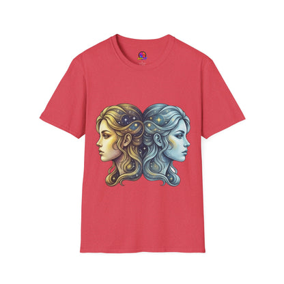 Zodiac Gemini Sun & Moon T-Shirt — Dual Faces Cosmic Design