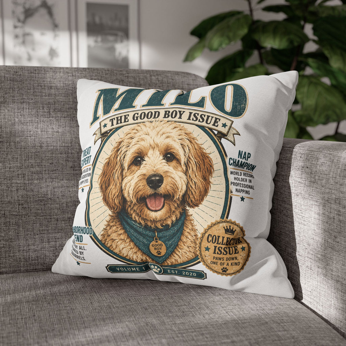 Milo "The Good Boy Issue" Decorative Pillowcase Milo Bailey Dog Dad Mom
