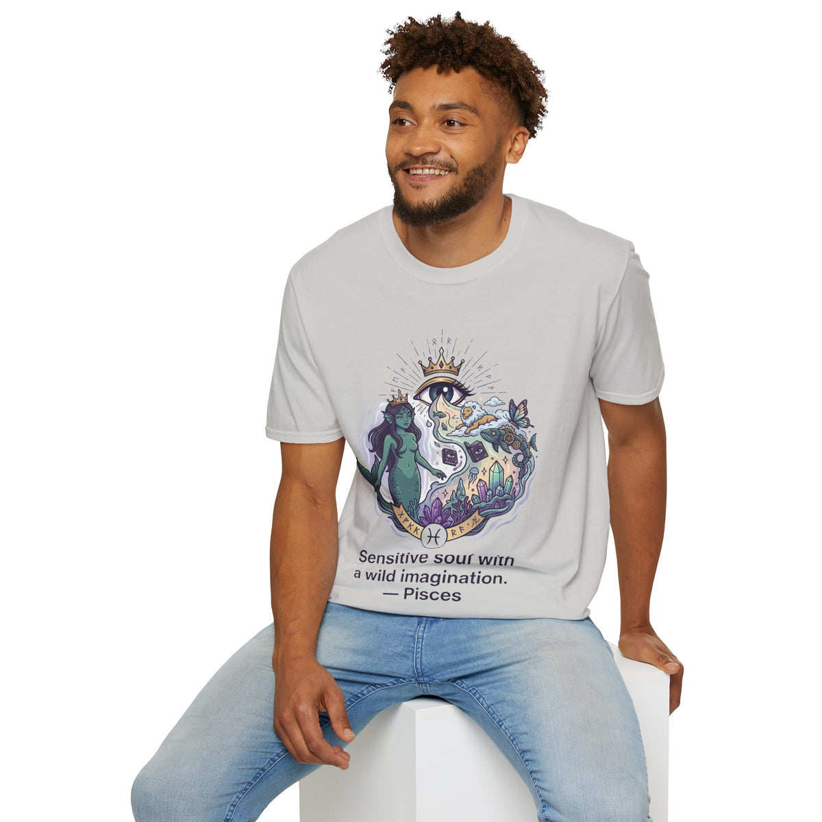 Pisces Zodiac Mystical Mermaid Art T-Shirt — "Sensitive soul with a wild imagination"