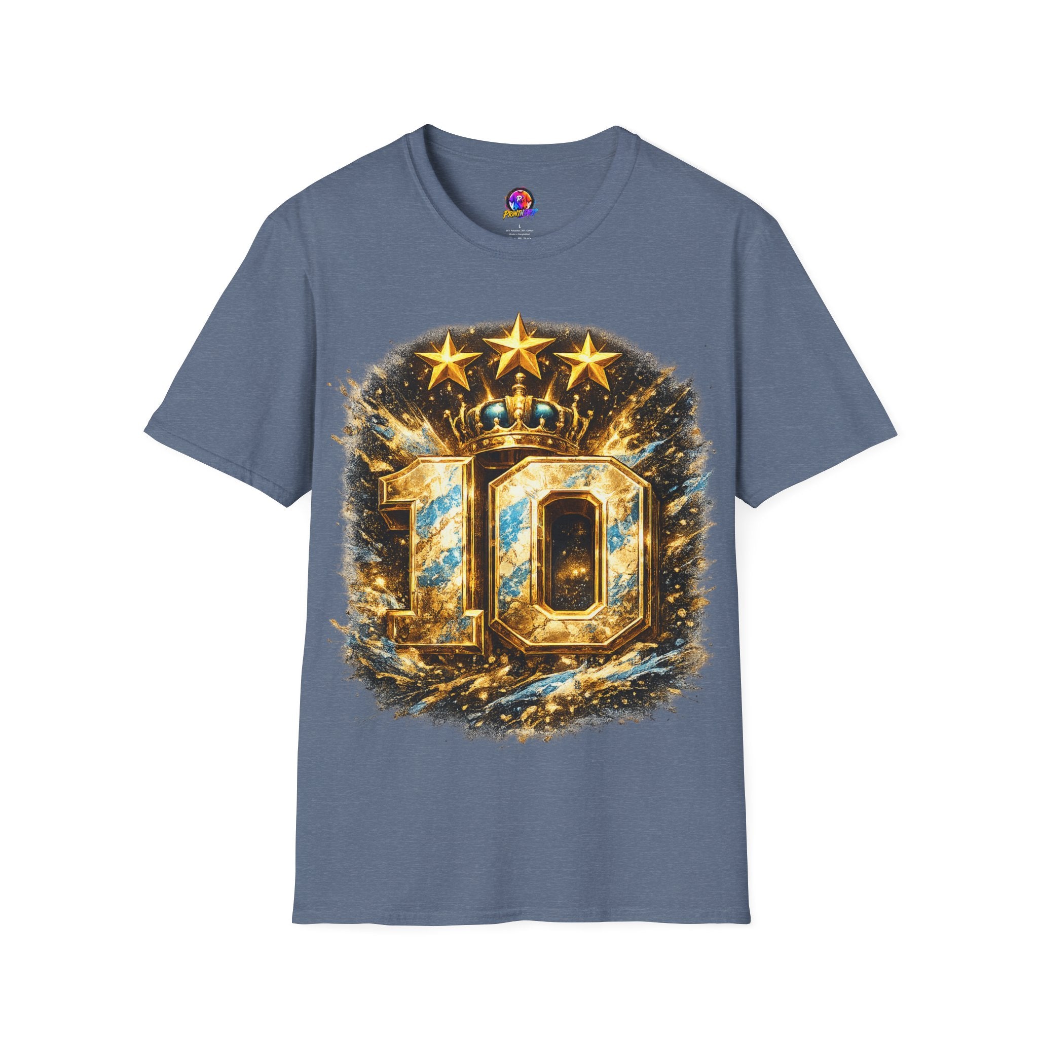 Argentina, MESSI #10 T-Shirt — Gold Crown '10' Victory Graphic Tee
