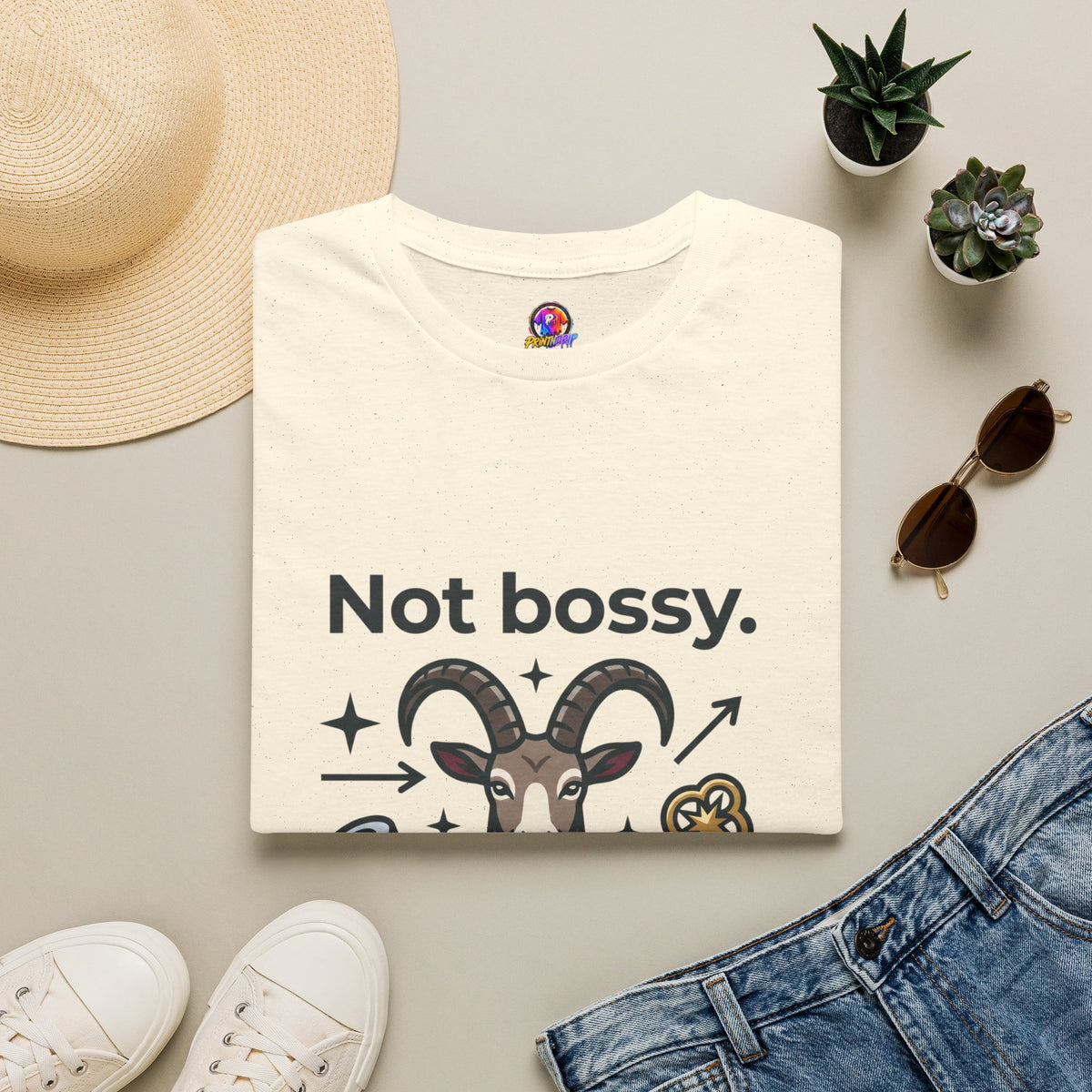 Capricorn T-Shirt — "Not Bossy, Just the Boss" Zodiac Goat Tee