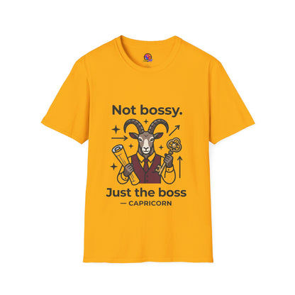 Capricorn T-Shirt — "Not Bossy, Just the Boss" Zodiac Goat Tee