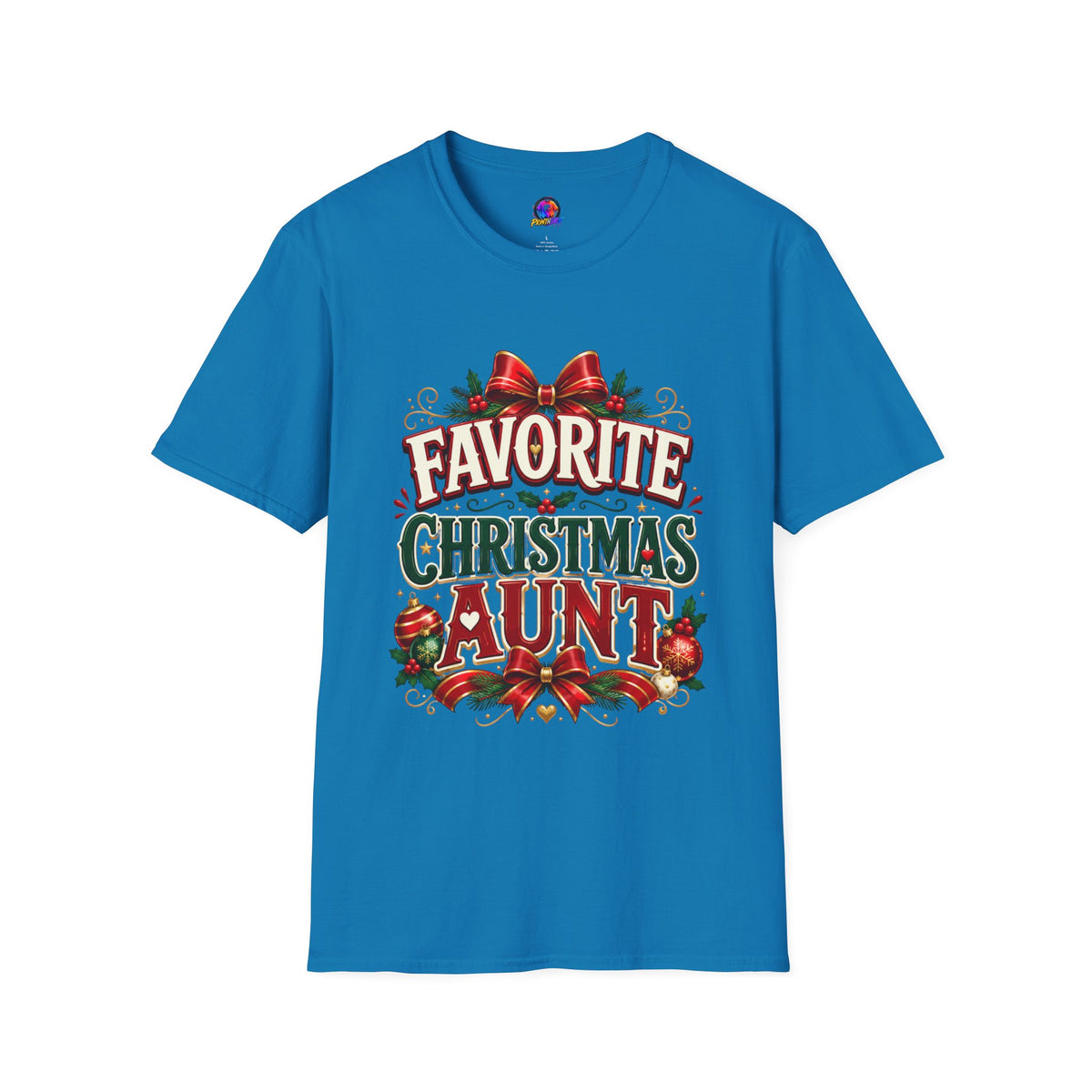 Favorite Christmas Aunt T-Shirt — Festive Holiday Auntie Tee with Bow & Holly