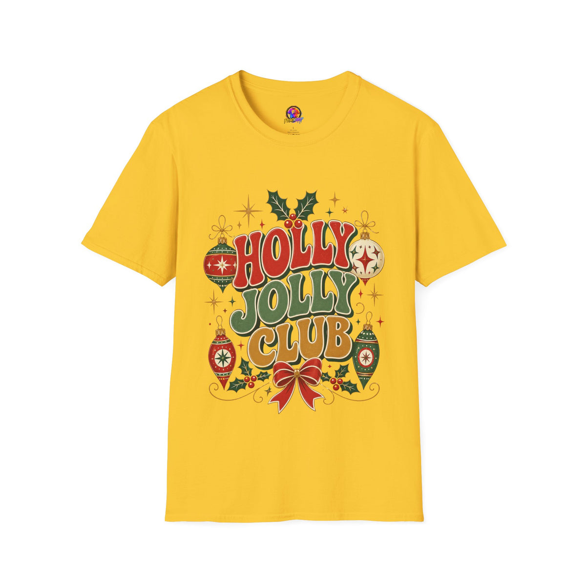 Holly Jolly Club Christmas T-Shirt — Retro Holiday Ornament Tee