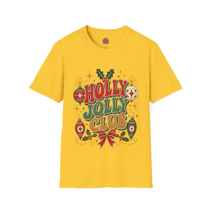 Holly Jolly Club Christmas T-Shirt — Retro Holiday Ornament Tee