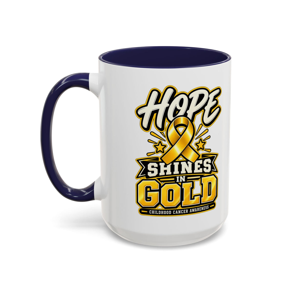 Hope Shines in Gold Coffee Mug — Childhood Cancer Awareness Accent Mug
