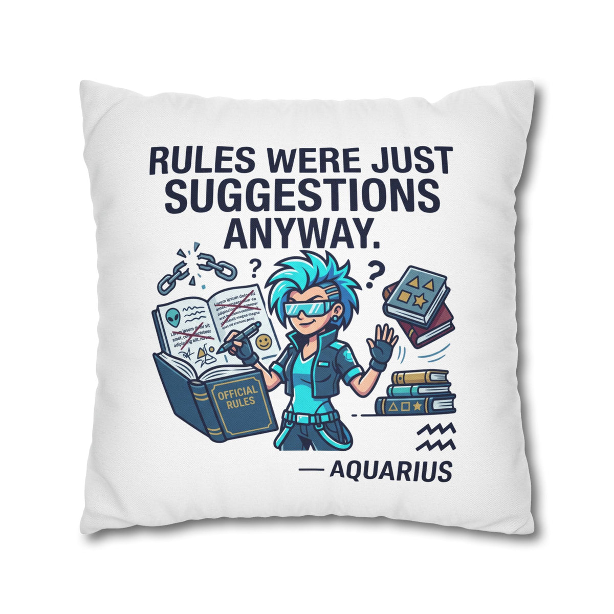 Aquarius Zodiac Spun Polyester Square Pillowcase