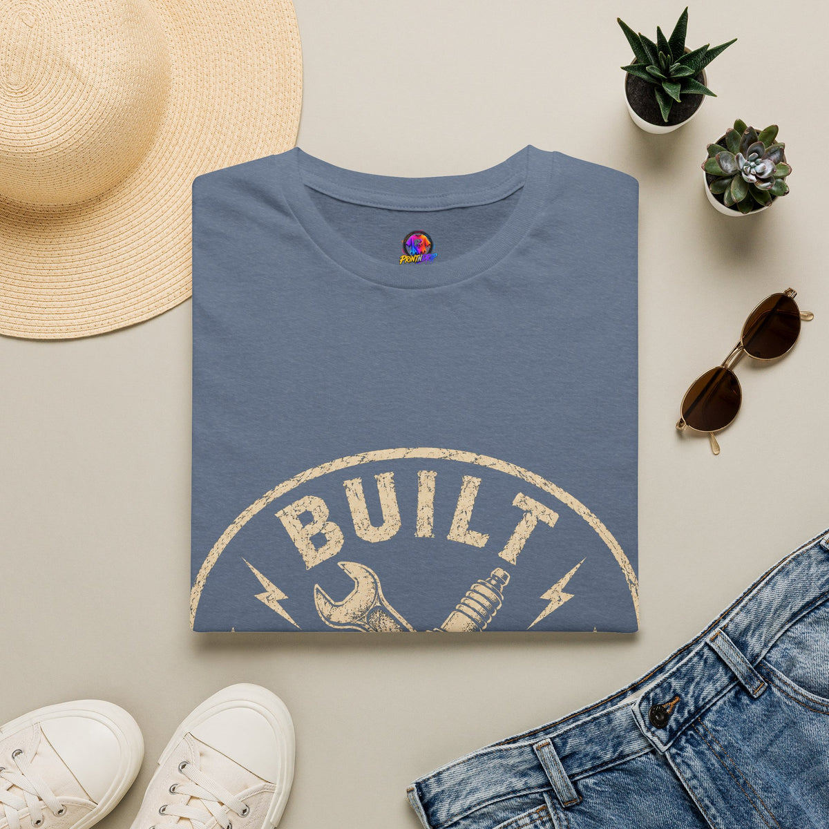 T-Shirt — "Built Not Bought" Vintage Mechanic Graphic