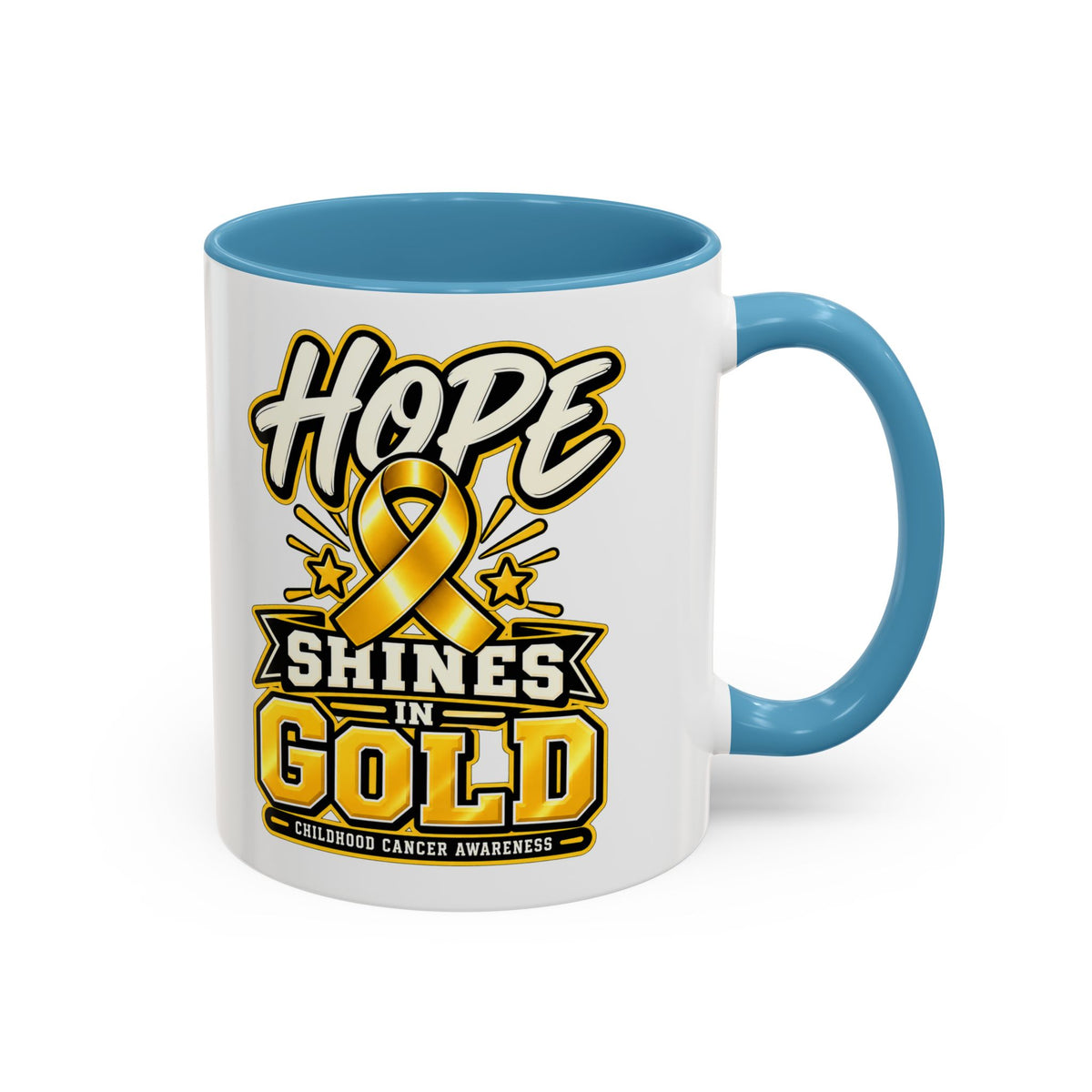Hope Shines in Gold Coffee Mug — Childhood Cancer Awareness Accent Mug