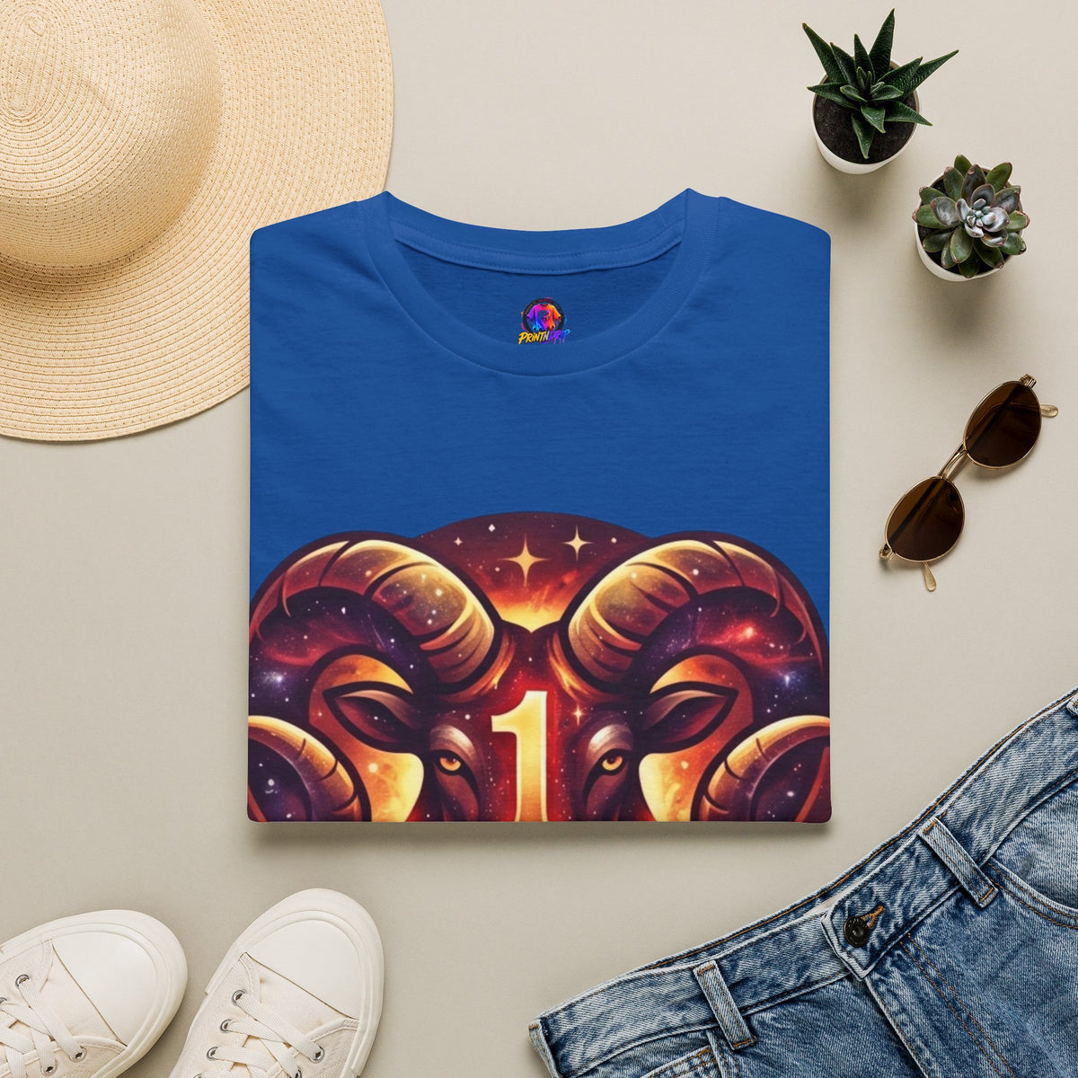 Aries Zodiac Ram Graphic T-Shirt — 'First in the Zodiac' Astrology Tee