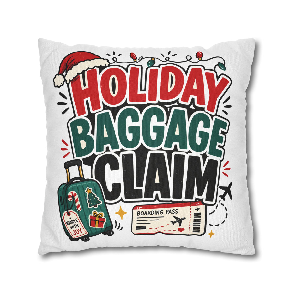 Holiday Baggage Claim Pillowcase Modern Day Christmas  - Funny Christmas Travel Decorative Throw Pillowcase