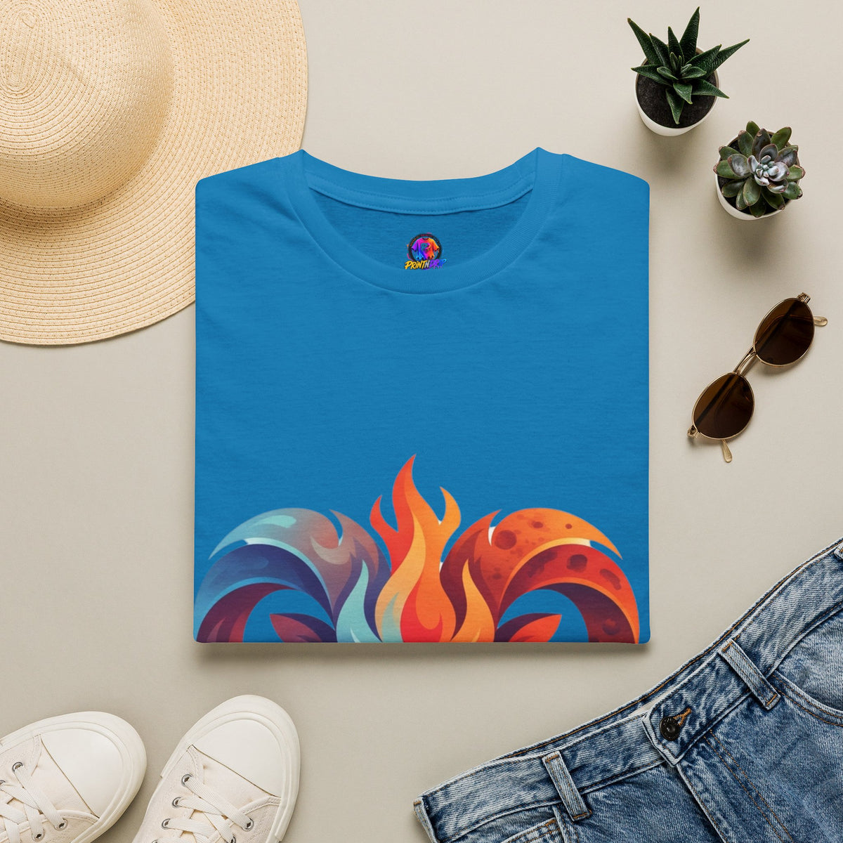 Aries Zodiac Ram Head Flame Graphic T-Shirt — Bold Aries Zodiac Tee