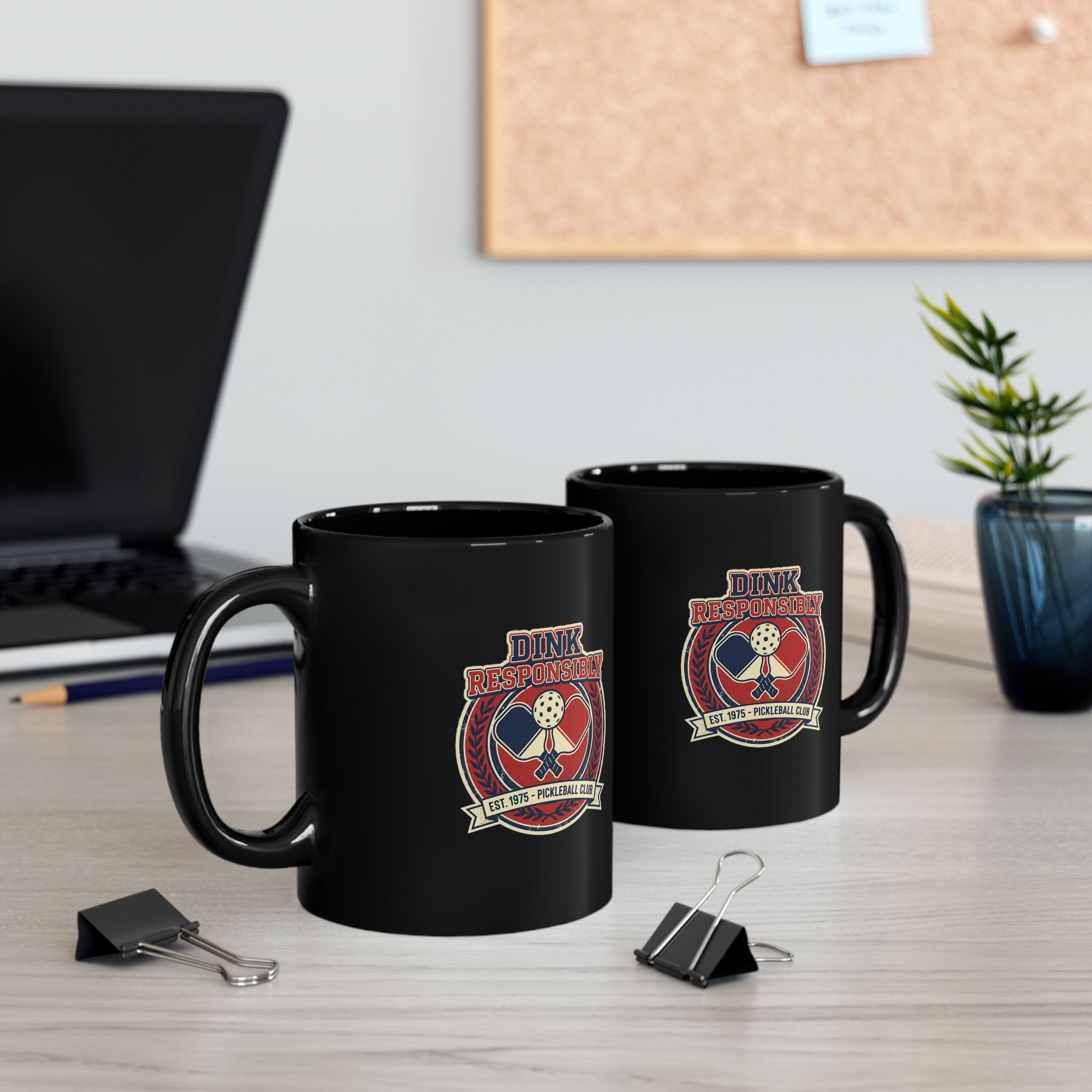 Funny Dink Responsibly Pickleball Club Black Mug —