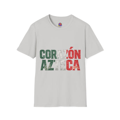 Mexico Corazón Azteca T-Shirt — Mexican Pride Flag Text Tee