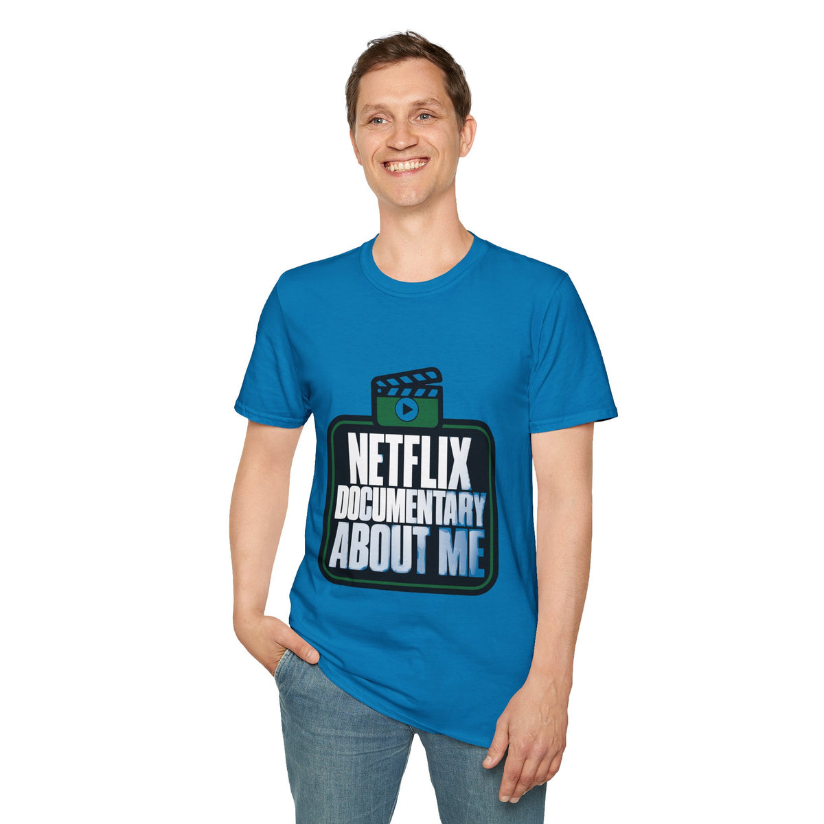 Netflix Documentary About Me Green Block Badge T-Shirt - Funny Sarcastic Pop Culture Tee - Trending Now - September 2026