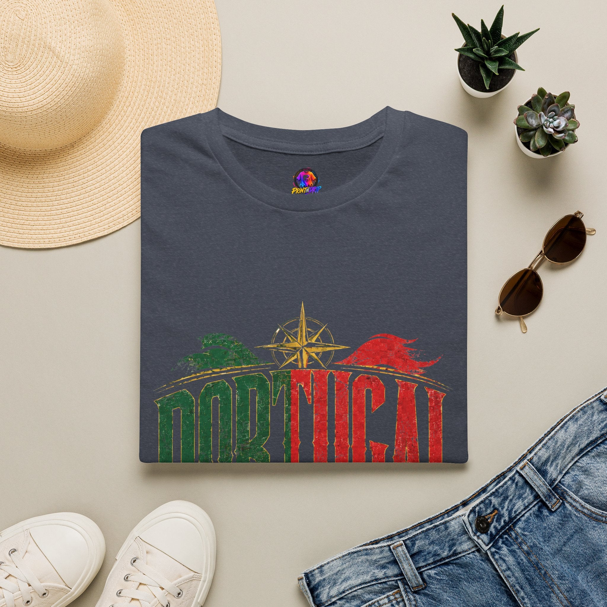 Portugal Vintage Compass T-Shirt — Retro Portuguese Flag Travel Tee