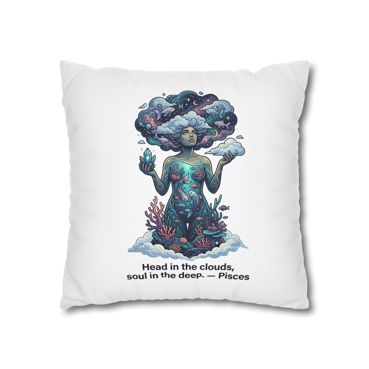 Pisces Zodiac Pillowcase – "Head in the clouds, soul in the deep" Decorative Throw Pillow
