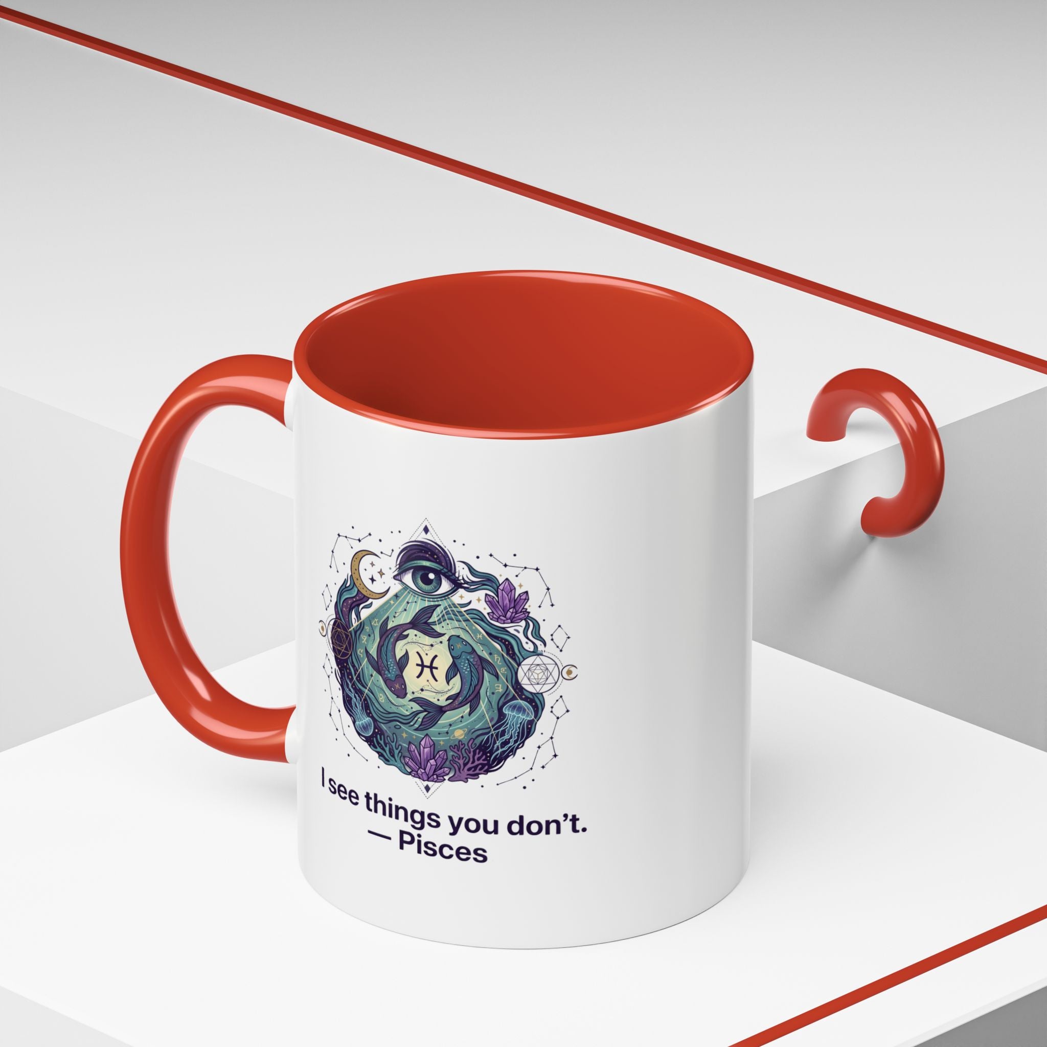 Pisces Zodiac Coffee Mug — "I See Things You Don’t" Accent Mug