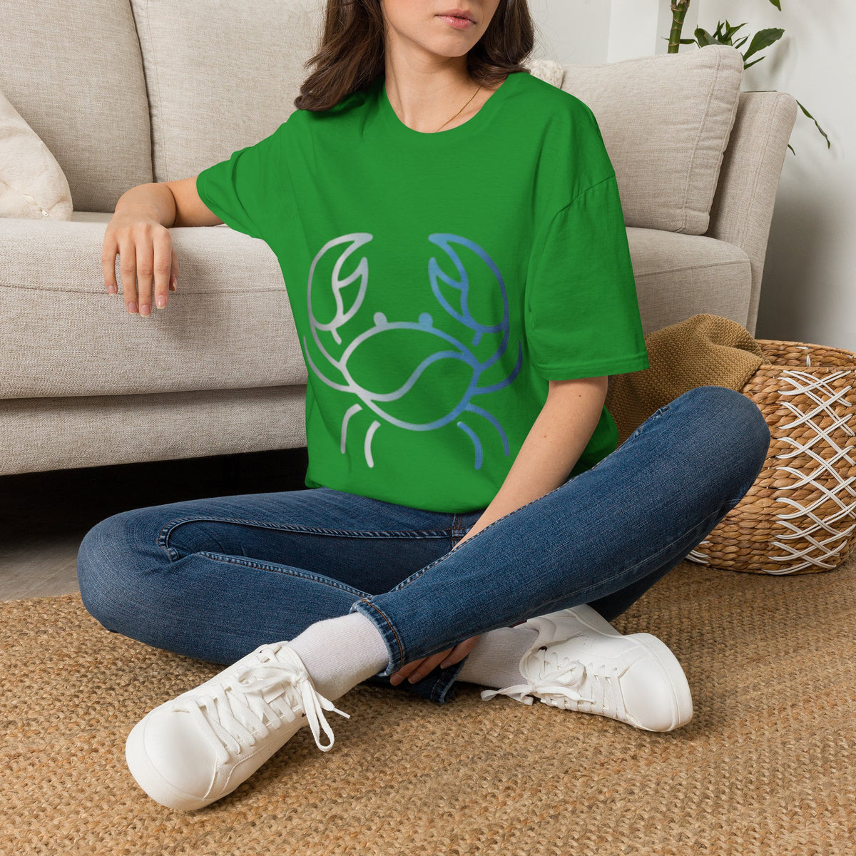 Crab Graphic T-Shirt — Coastal Blue Minimalist Beach Tee