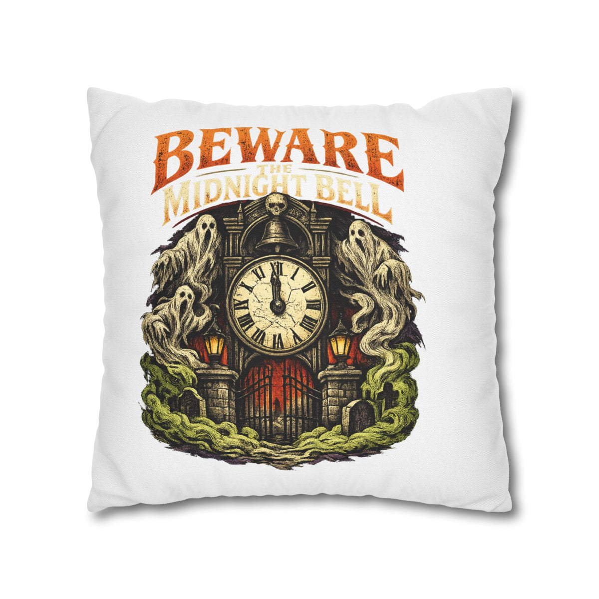 Halloween Beware Midnight Bell Decorative Pillowcase