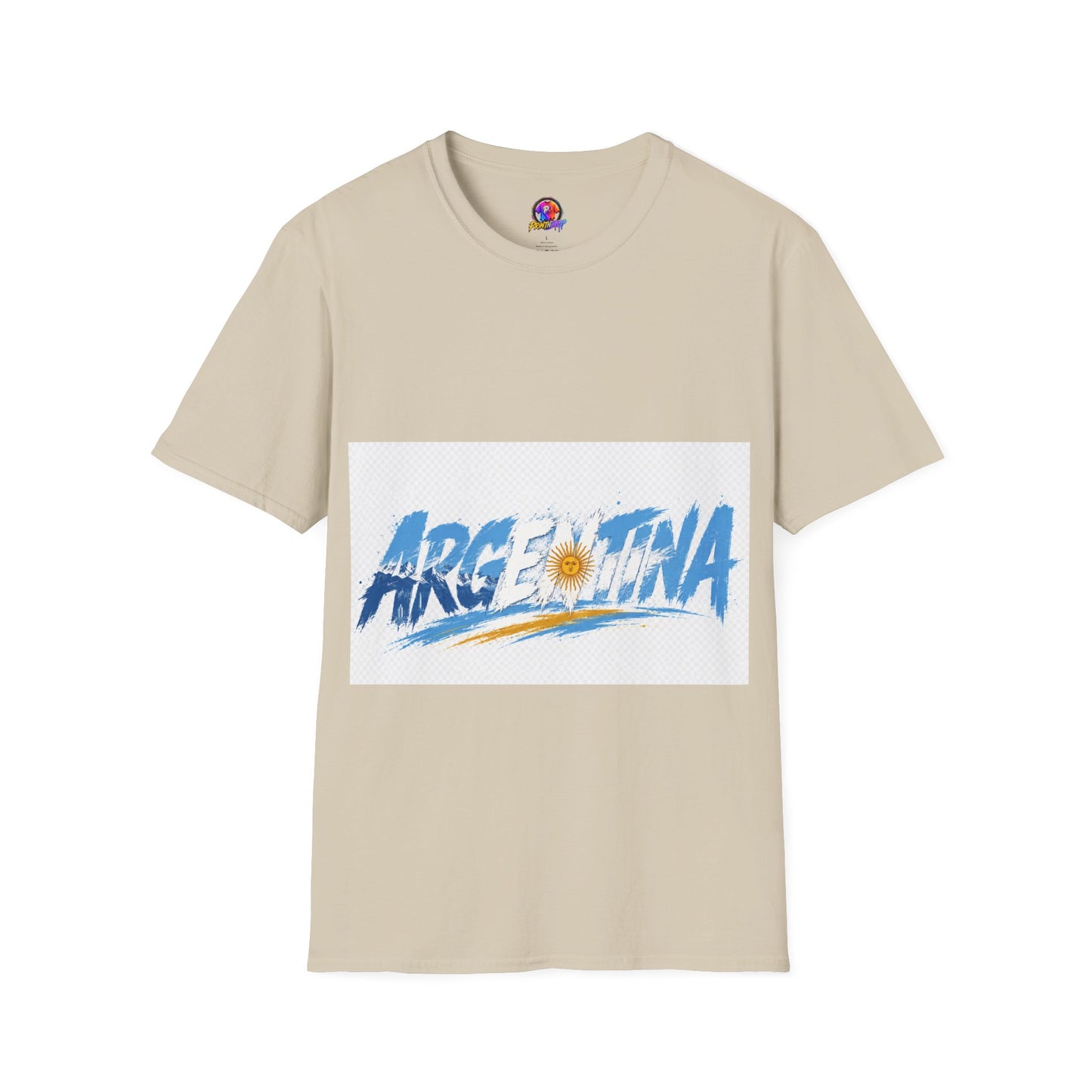 Argentina Graphic T-Shirt — Argentina Typography Tee with Sun & Flag Colors