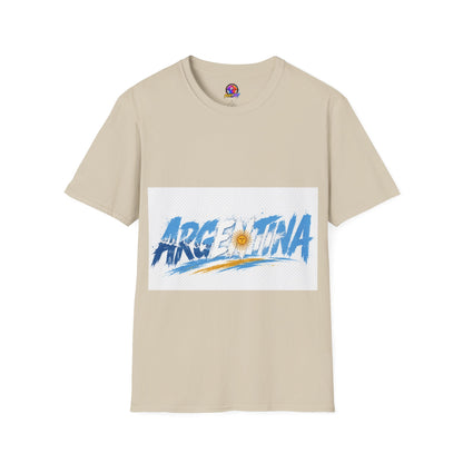 Argentina Graphic T-Shirt — Argentina Typography Tee with Sun & Flag Colors