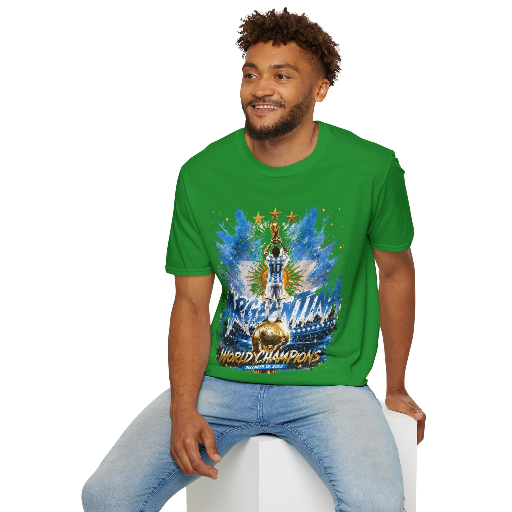 Argentina World Champions T‑Shirt — Soccer World Cup 3 Stars Tribute