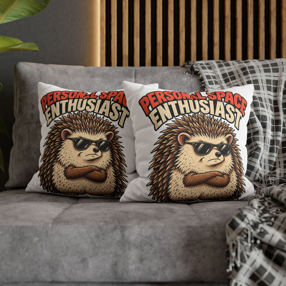 Personal Space Enthusiast Hedgehog Pillowcase — Funny Decorative Throw Pillow Cover