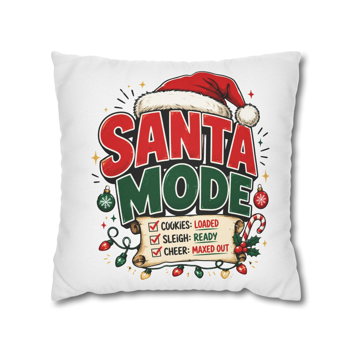Christmas Santa Mode Holiday Throw Pillow — 'Santa Mode' Festive Decorative Pillowcase