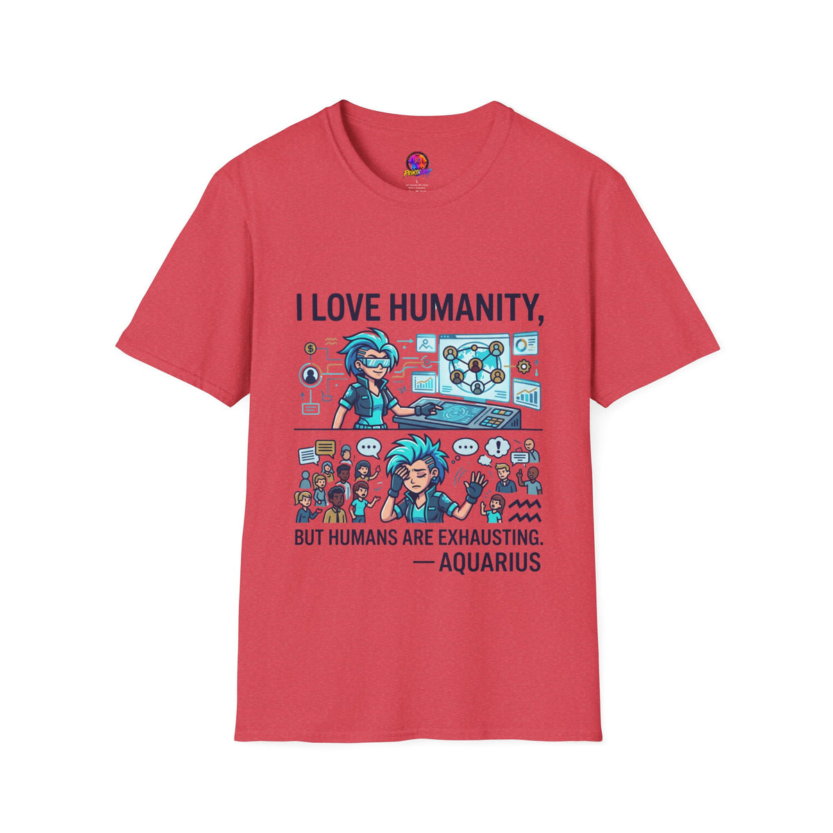 Aquarius Zodiac I Love Humanity T-Shirt — Funny Aquarist Marine Biologist Tee