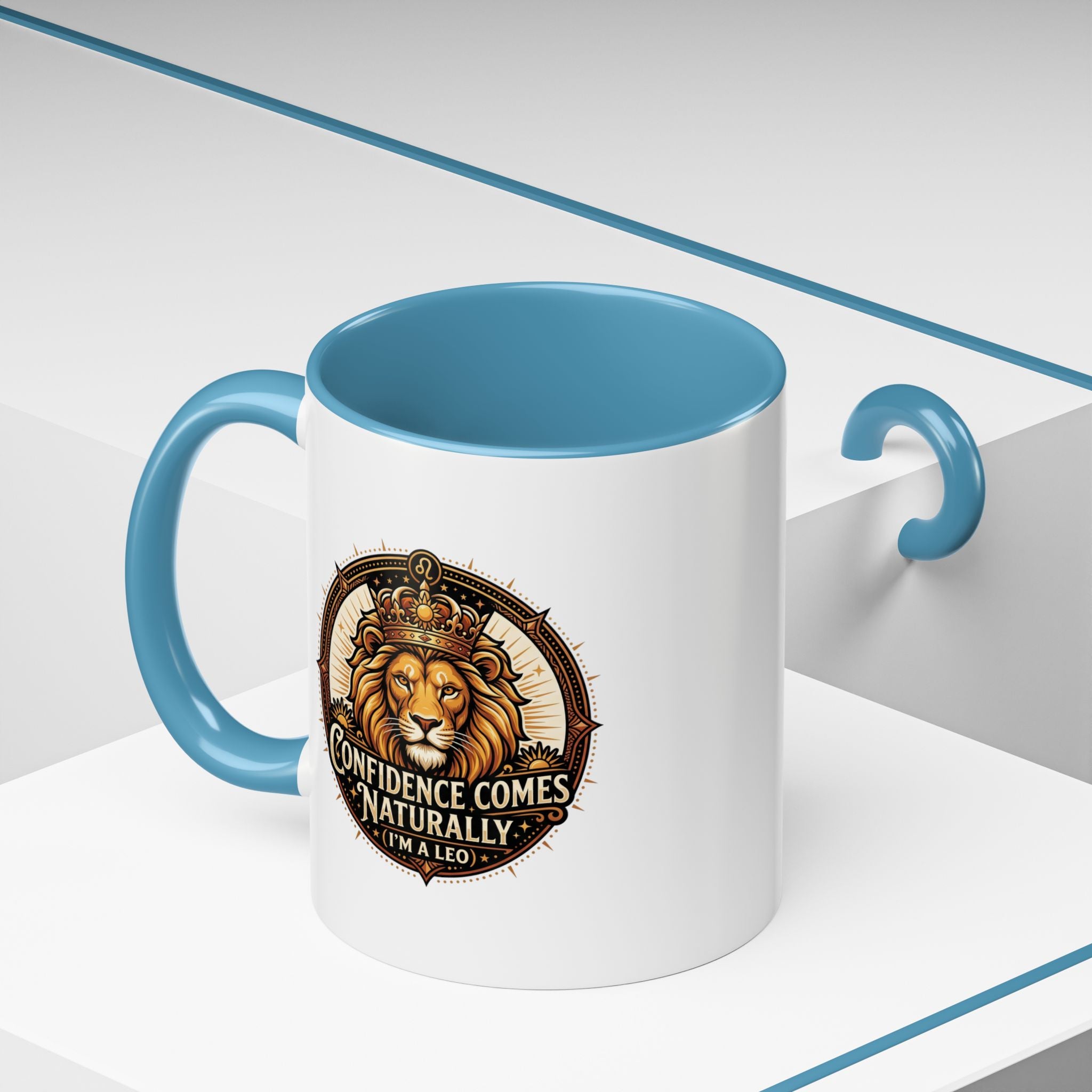 Lion Zodiac Coffee Mug - "Confidence Comes Naturally" Accent Mug (11/15oz)