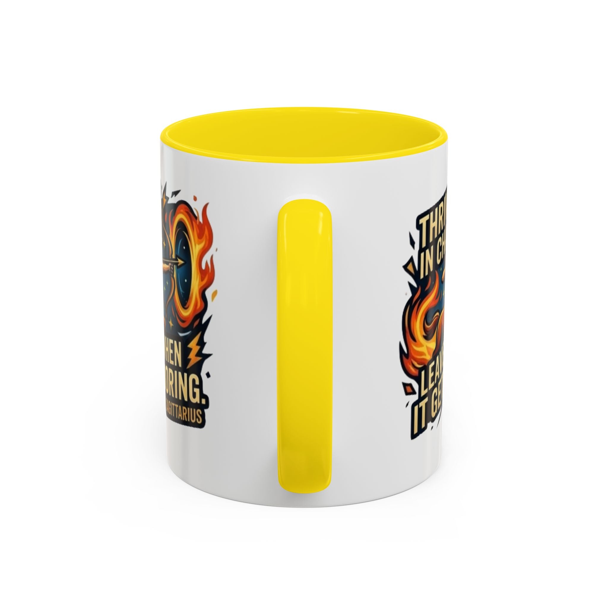 Sagittarius Coffee Mug – "Thrives in Chaos, Leaves When It Gets Boring" Accent Mug