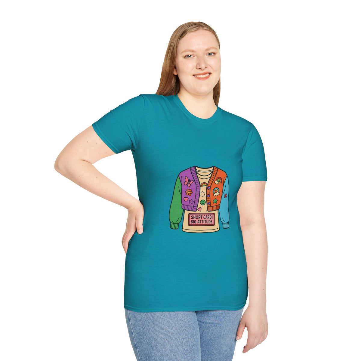 Colorful Patchwork Sweater Illustration T-Shirt - Trending Now - October 2026